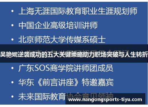 吴艳妮逆袭成功的五大关键策略助力职场突破与人生转折